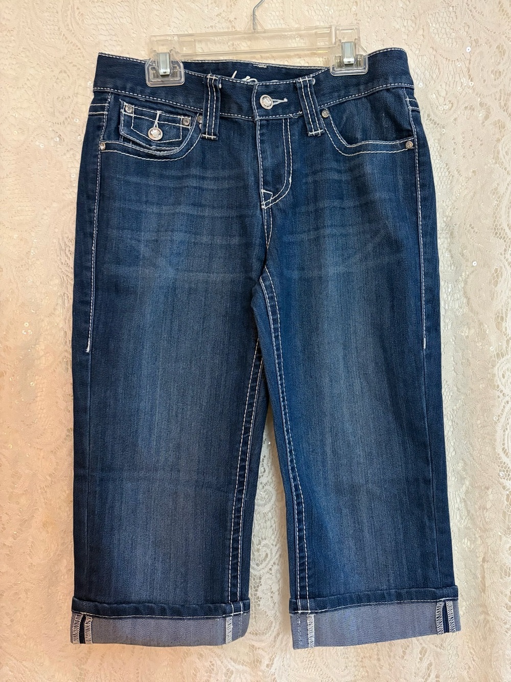 INC International Concepts Pre-loved Dark Blue Cropped Roll-Cuff Jeans Size 4